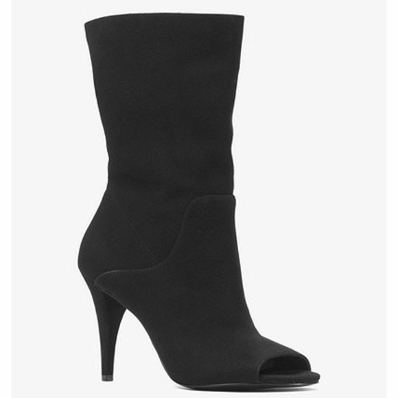 Michael Kors "Elaine" Suede Open-Toe Black Bootie - Picture 5 of 5